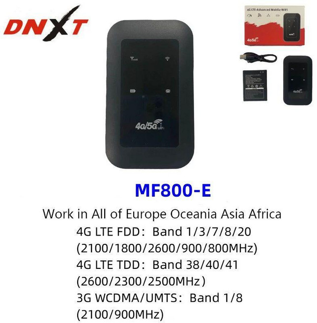 와이파이 4G LTE 모바일 라우터 차량용 USB 연결 무제한 데이터 핫스팟 장비, MF800 블랙 유럽 아시아 버전, 1개