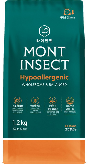 몬트인섹트 강아지 곤충사료 알러지 사료 1.2kg, 곤충, 1개