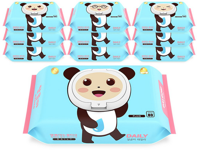 달곰이 데일리 아기물티슈 플레인 80매x10팩 캡형, 10개입, 1개, 45g