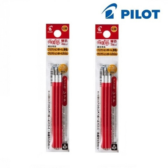 파이롯트 프릭션 슬림 볼펜용 리필심 0.38mm, 빨강, 2세트