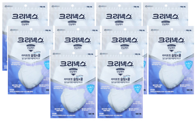 크리넥스 라이트핏 슬림앤쿨 새부리형 비말차단 KF-AD 마스크 대형, 3개입, 10개, 흰색