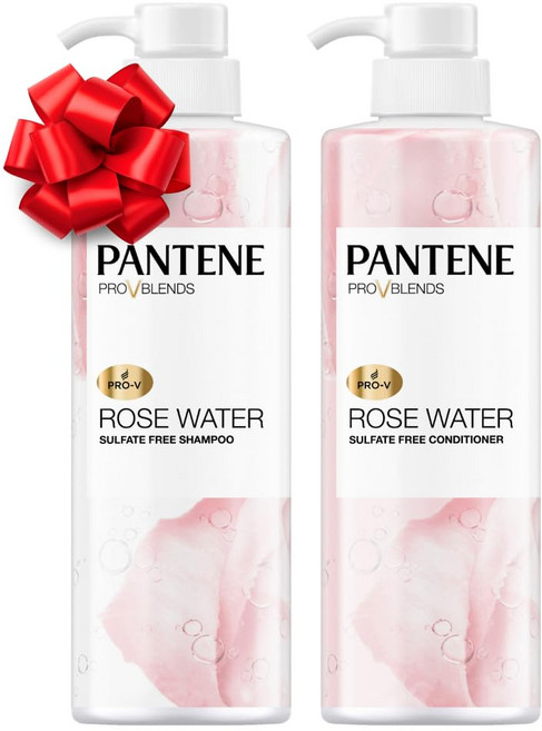 팬틴 무황산염 샴푸 및 컨디셔너 세트 로즈 water 진 Pantene Sulfate Free Shampoo and Conditioner Set Rose Water Soot, Rose Water - Shampoo & Conditi, 1개