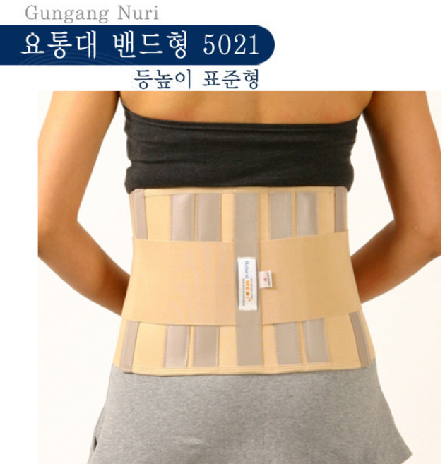 건강누리 허리보호대 요통대 지그재그식 이중 찍찍이밴드/등높이 표준형, 1개