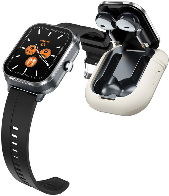 스마트워치 이어폰 내장형 이어폰 스마트워치 투인원 블루투스 통화 음악 재생 심박수 건강 모니터링 운동 2026년 베스트셀러 스마트워치, 01.헤드폰 스마트워치 투인원(블랙테이프), 44cm, GPS + 블루투스