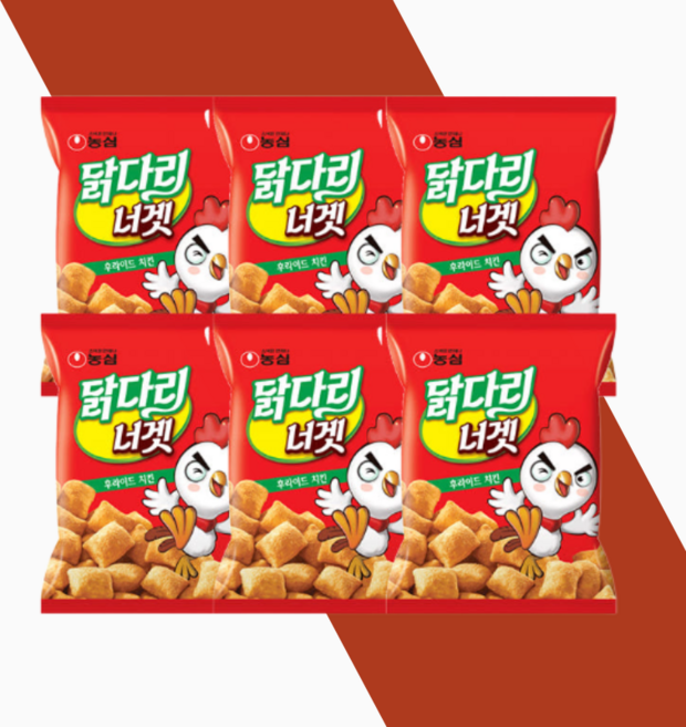 농심 닭다리너겟 130g 바삭 고소 치킨맛 스낵 과자, 6개