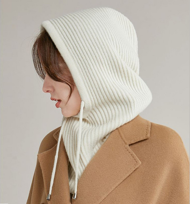 원웨이 바라클라바 겨울 여성 후드 니트 방한 넥워머