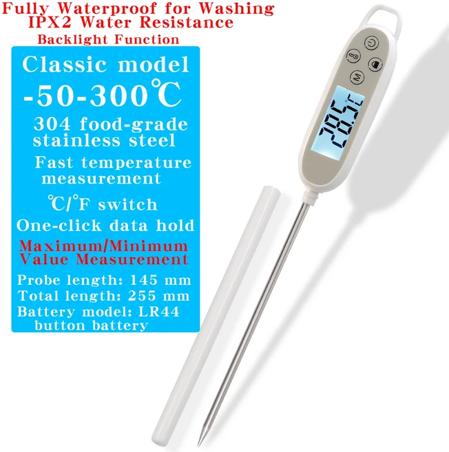 고정밀 디지털 식품 온도계 – 베이킹 요리 및 이유식용 물 기름 우유 중심 측정, 03 YZ6013S