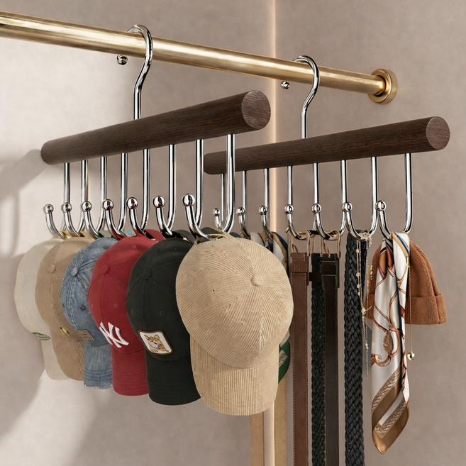 코지드 다용도 회전후크 모자걸이 벨트 가방 옷걸이, 월넛 브라운, 1개