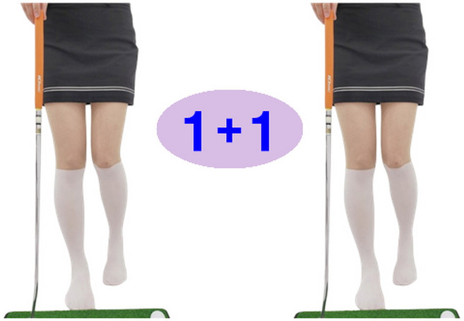 [1+1]탑디 2in1 간편한 투톤골프스타킹 UV차단 니삭스, 무릎 밑, 1개
