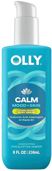 OLLY Calm Body 로션 세럼 히알루론산 강장제 및 비타민 B3 함유 - 피부 장벽 회복을 위한 영양 클렌저 깊은 수분 공급 유칼립투스 앰버 향 226.8g8온, 1, 236ml - 쿠팡