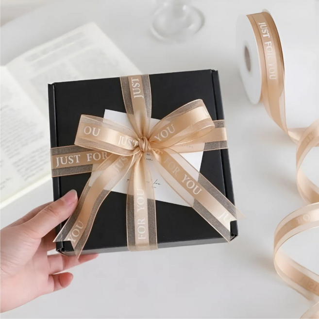 제이스디 선물 포장 리본끈 쉬폰 리본 부자재 포장끈, 1개, 36m, 라이트 브라운