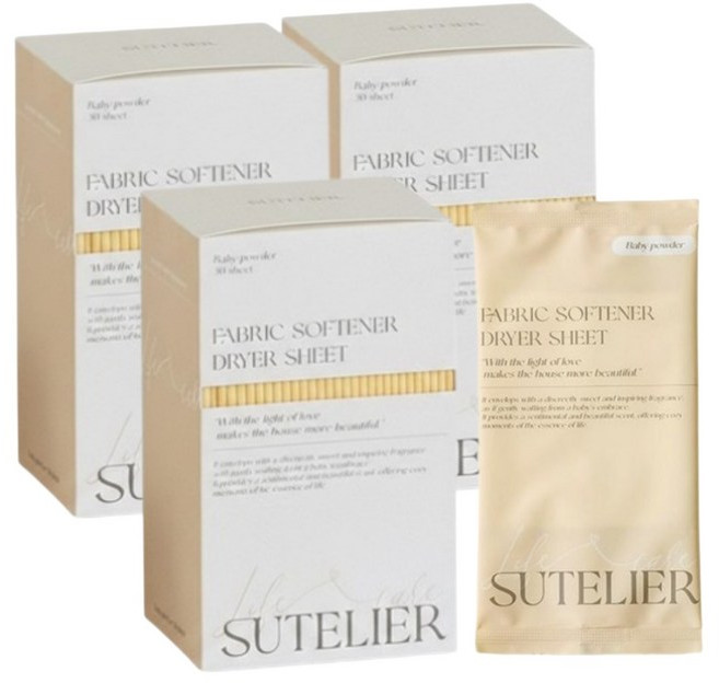 수뜰리에 건조기시트 드라이시트 베이비파우더향 30개입 3박스