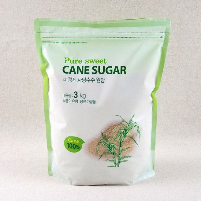 퓨어스윗 비정제 사탕수수 원당 3kg/사탕수수당100%