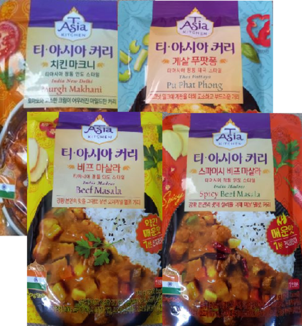 티아시아키친 커리 6팩, 치킨마크니커리 170gx2, 스파이시비프 마살라 커리 170gx2, 스파이시비프 마살라 커리 170gx2