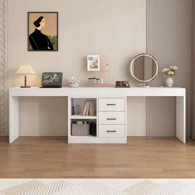 YAPOGI 2인용 컴퓨터책상 다용도 화장대 게이밍다용도 책상 사무실 더블 멀티데스크 모던, 흰색