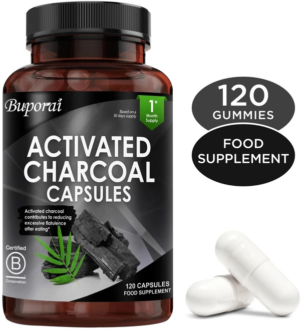 활성탄 캡슐 - 고강도 활성탄 정제 120정 대체품 - 1회 제공량당 활성탄 1040mg 함유 식사 후 과도한 복부 팽만감 감소에 도움, 2개, 60정 - 쿠팡