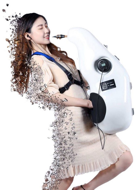 색소폰 뮤트기 스탠드 수납 입문자 무소음 휴대용 테너 악기 방음 케이스, 3. 핑크 2세대 업글 감쇠기+브래킷