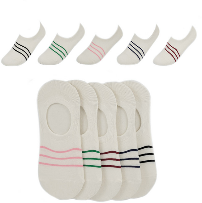 양말대통령 여자 아이보리 세줄 덧신 10켤레 국내제작