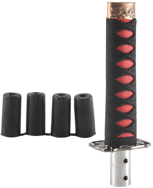 범용 사무라이 검 기어 시프트 노브 시프터 카타나 메탈 블랙+레드 15cm, 검은 색과 빨간색