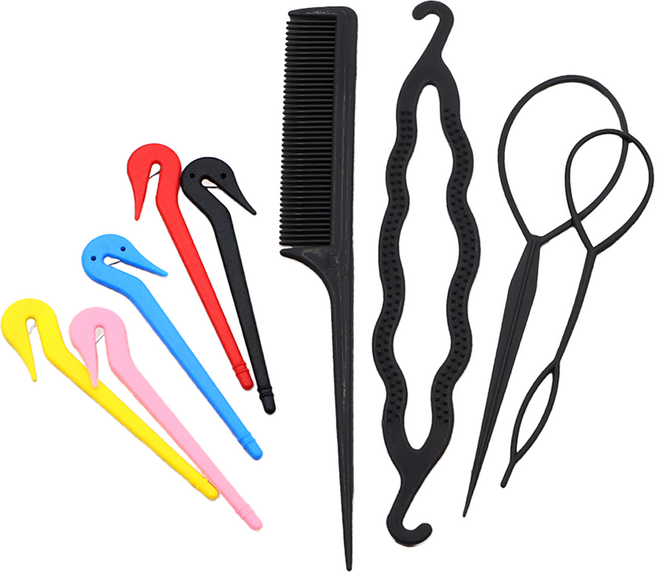 비단길 히라 헤어 스타일링도구 헤어가이드 4종 + 이지컷 고무줄칼 5종 세트, 1개, 블랙(헤어가이드)