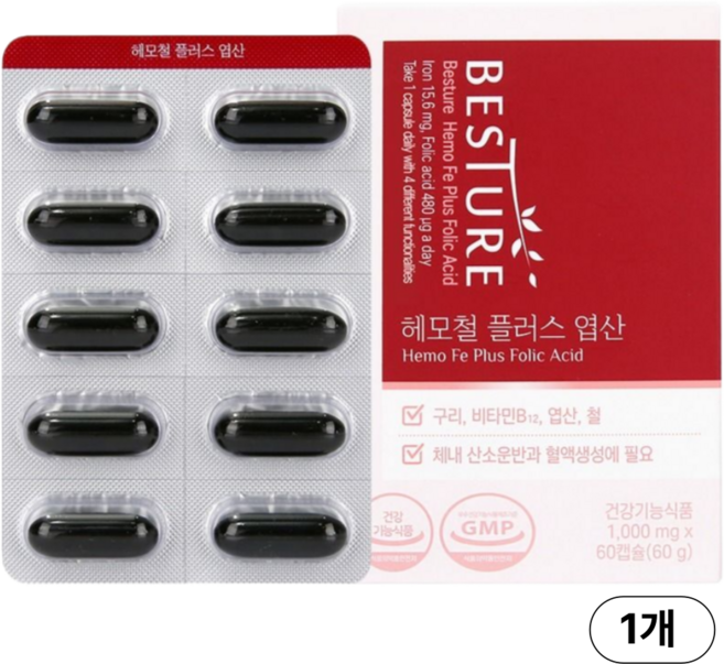 베스처 헤모철 플러스 엽산 60p, 1개, 60g