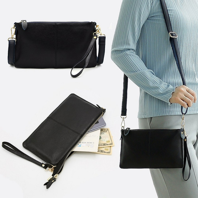 미쓰백 퍼스널 가죽 남여공용 스트랩 파우치 소가죽 크로스백 화장품 핸드폰 클러치