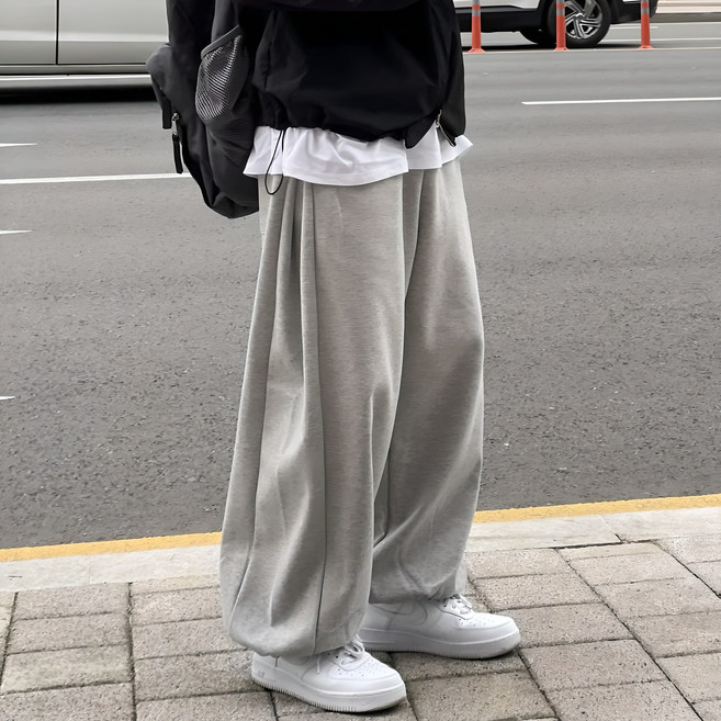 남성용 벌룬 조거 밴딩 와이드 오버핏 트레이닝 팬츠