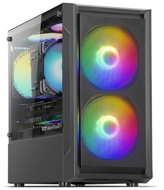 다크플래쉬 darkFlash DK301M RGB MESH 강화유리 컴퓨터 PC 케이스 (블랙), 1개