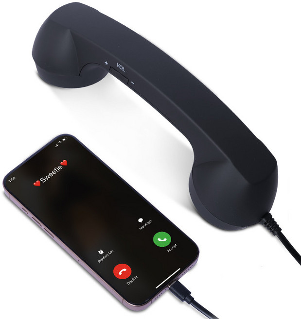 레트로 전화기 유선전화기 스마트폰 연결 C타입 복고풍 수화기 일반전화 핸드셋, 기본 반지 사이즈, 블랙