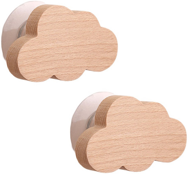 무타공 다용도 우드 후크 걸이 가방 모자 옷, 2개, 구름