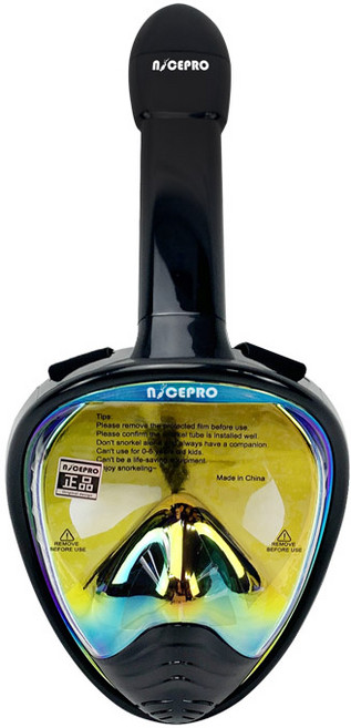 나이스프로 아동용 풀페이스 스노쿨링 마스크, 홀로그램블랙