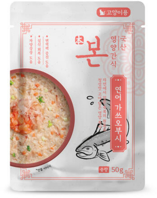 본 영양간식 고양이용 연어 가쓰오부시 죽 50g 1개