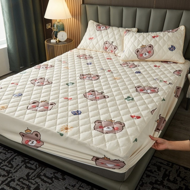 극세사겨울이불 슈퍼 방수 침대 커버 퀼트 매트리스 공기 침투성 토퍼 퀸 킹 사이즈 더블 베개 없음, 06 200x220cm, [17] Style 15