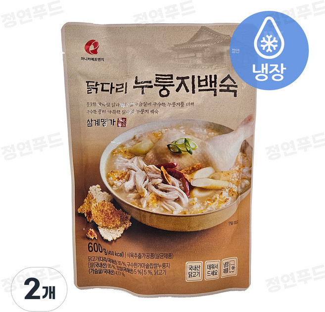 [정연푸드] 마니커에프앤지 닭다리 누룽지백숙 (냉장), 2개, 600g