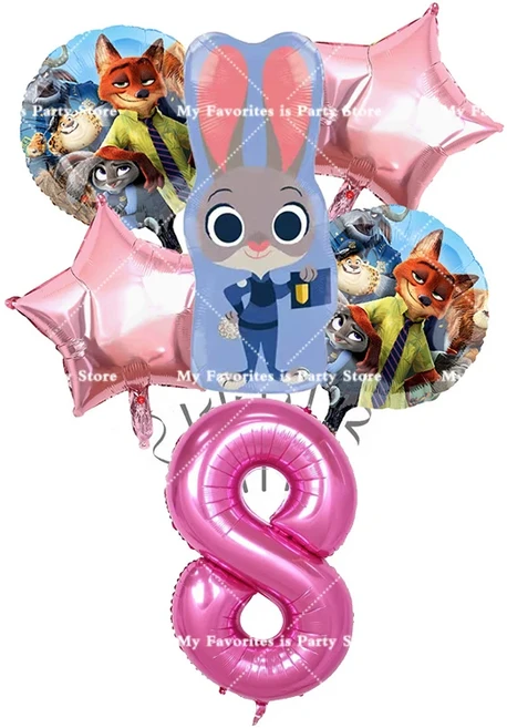 올스토어 주토피아 테마 호일 숫자 풍선 세트 애니메이션 영화 키즈 주디 토끼 파티 장식 크리스마스 품, 05 NO.8