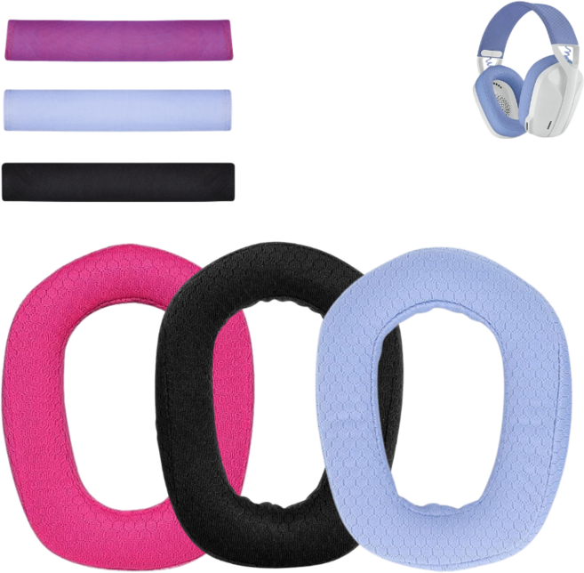 Logitech G435 G335 헤드폰용 컴포트 메시 패브릭 교체 커버 이어 패드 헤드폰 커버 헤드밴드 수리 부품 귀마개 이어패드 이어폰폼팁 쿠션 헤드셋커버 헤드셋커버교체, 파랑 머리띠, 1개, 헤드폰 액세서리