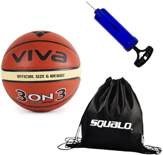 비바로 비바 3on3 농구공, 공 + SQUALO 공가방 & 펌프, 1개