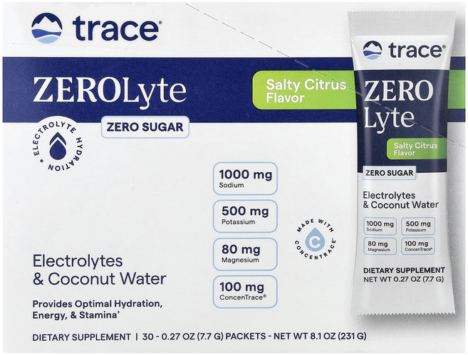 트레이스미네랄스 제로라이트 전해질 드링크믹스 솔티 시트러스 30 패킷 7.7g 각각, 30정, 2개