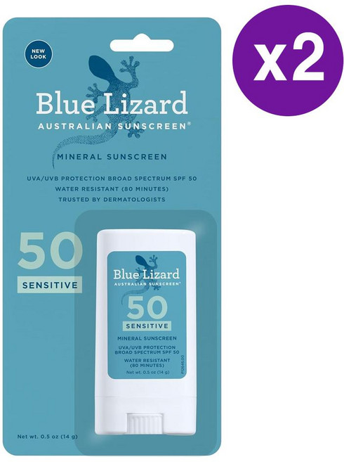 블루 리자드 센시티브 미네랄 선스틱 SPF 50 14g 2개 BLUE LIZARD Sensitive Mineral Sunscreen Stick