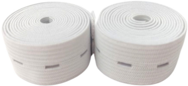 셀프스토리 단추 구멍 고무밴드 20mm, 2개, 화이트