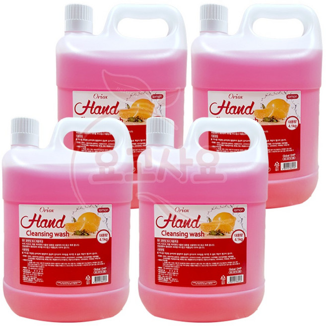 오릭스 대용량 핸드워시 물비누 레몬향, 4.1kg, 4개