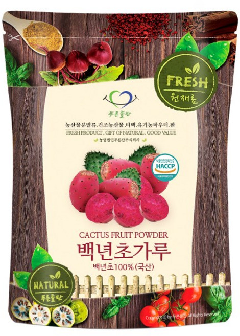 푸른들판 국산 백년초 분말 가루 100% HACCP 인증 손바닥 선인장 천년초 백련초 열매 파우더, 500g, 1개