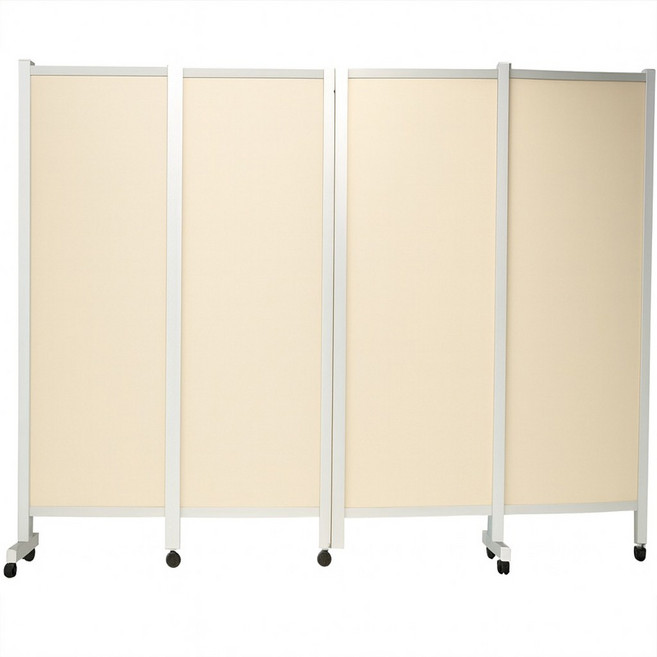 이동식 접이식 스탠드형 파티션 바퀴형 사무실 공간분리 칸막이 4단 2400, 파스텔/하단부(스톱퍼이동식)
