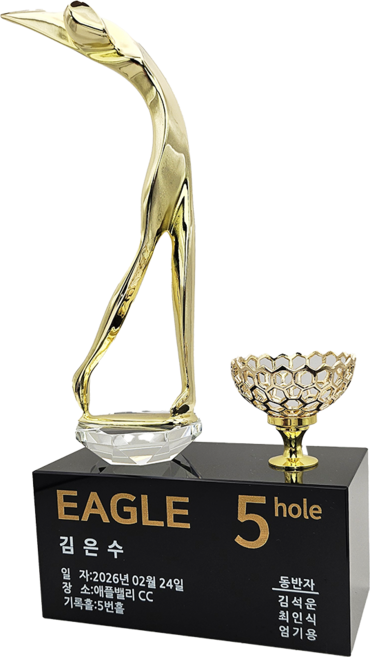 상패팡팡 골프트로피 홀인원트로피 싱글패 이글패 홀인원기념패 홀인원패005, 1개, 골드+블랙