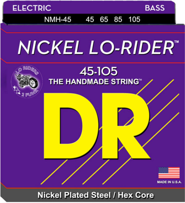 DR - Nickel Lo-Rider Bass Medium 니켈4현 베이스 스트링 045-105 (NMH-45), NMH-45, 1개