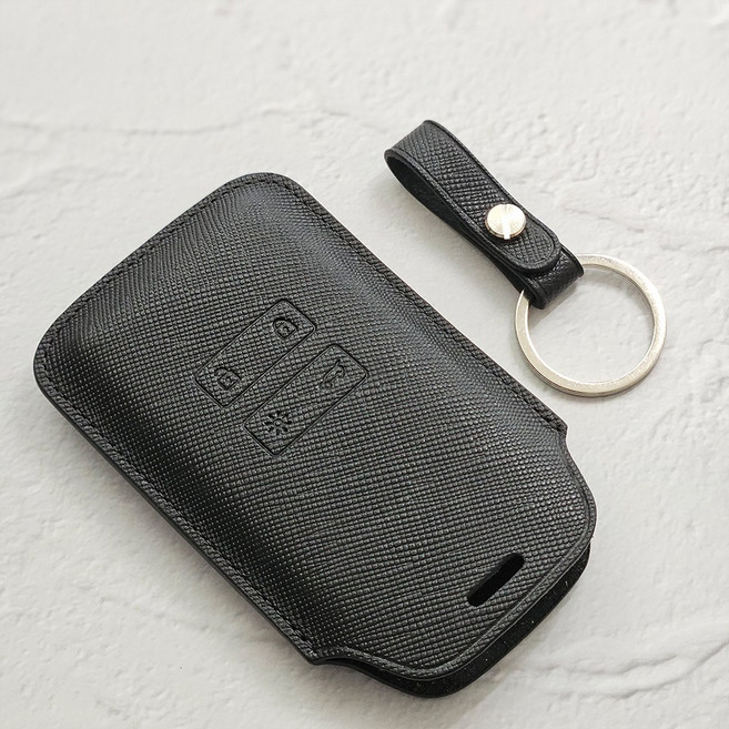 테일러카 르노 호환 소가죽 차 키케이스 QM6 SM6 XM3 그랑콜레오스, 시크 블랙, TR-2 (4버튼)