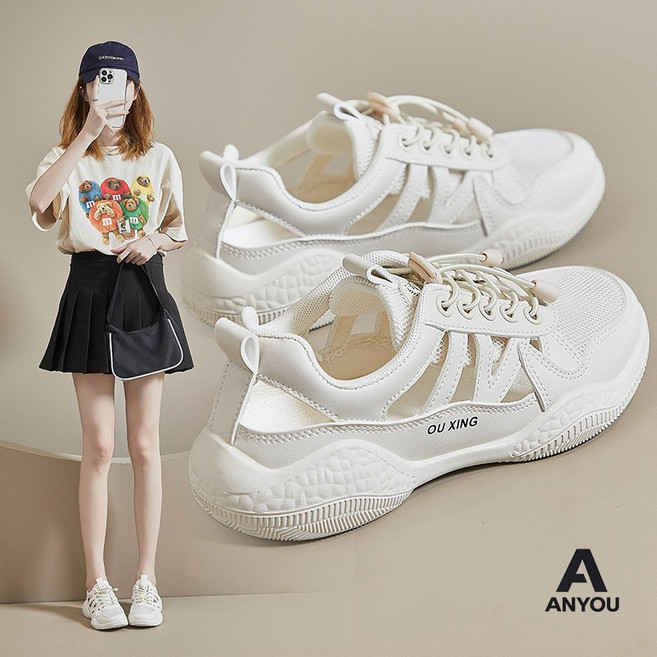ANYOU 여름 여성 스니커즈 초경량 발편한 슬립온 매쉬 통풍이 운동화 캐주얼 워킹화 스포츠 샌들