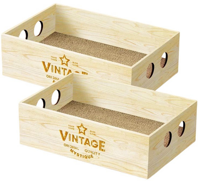 텔리 고양이 스크래쳐 박스, 2개, 빈티지