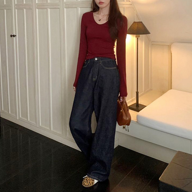 제이로그 여성 와이드핏 데님팬츠 청바지 멜티진PT