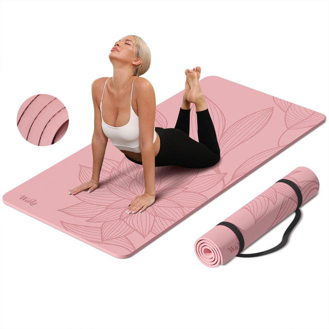 요가매트 10mm 두꺼운 필라테스 TPE 컬러 운동매트, 1개, 핑크